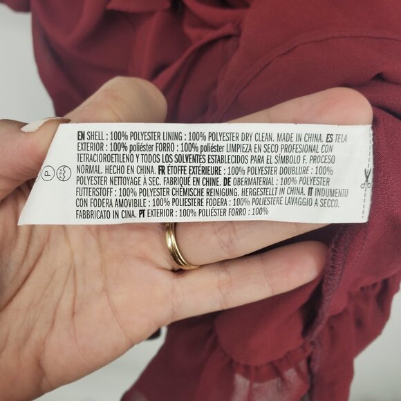 Endless Rose‎ Ruffle Long Sleeve Mini Dress Burgundy Dark Red Large - Picture 6 of 8